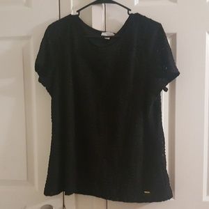 CALVIN KLEIN Black Dual Layered Fringe XL Shirt